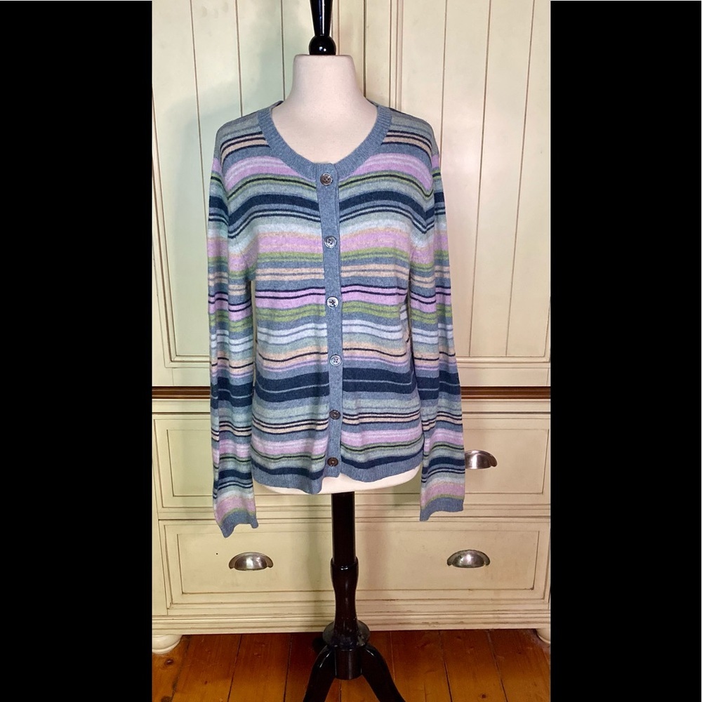 ❤️Orvis Lambs Wool Striped Cardigan Sweater❤️